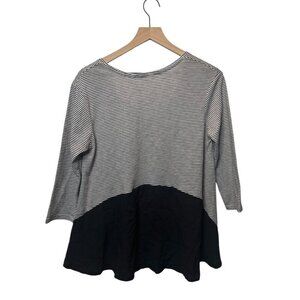 Zara Pinstriped 3/4 Sleeve Peplum Back Blouse Size Small | Inventory ID: H37